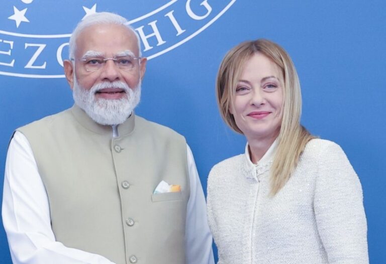 Narendra Modi with Italian Prime Minister Giorgia Meloni